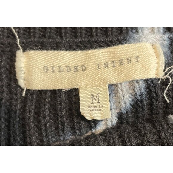 Gilded Intent Womens Size Medium Black &amp; White Cropped Long Sleeve Sweater - Picture 5 of 7